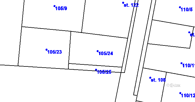 Parcela st. 105/24 v KÚ Hostín u Vojkovic, Katastrální mapa
