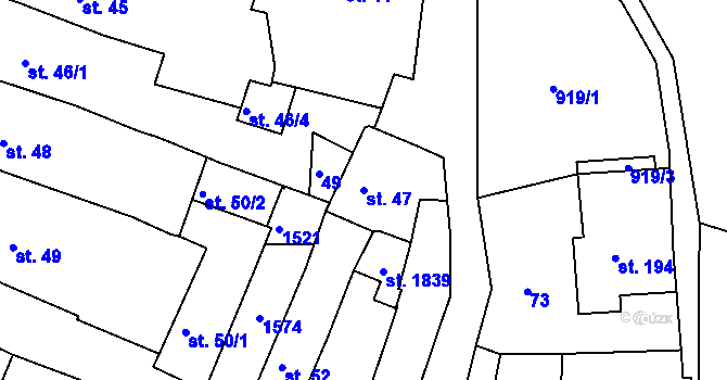 Parcela st. 47 v KÚ Hostinné, Katastrální mapa