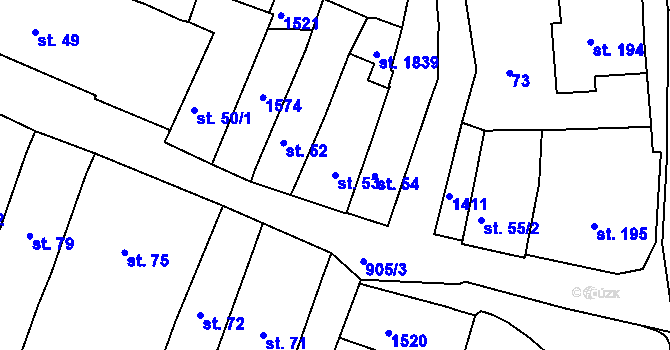 Parcela st. 53 v KÚ Hostinné, Katastrální mapa