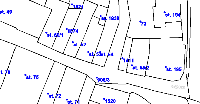 Parcela st. 54 v KÚ Hostinné, Katastrální mapa