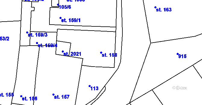 Parcela st. 158 v KÚ Hostinné, Katastrální mapa