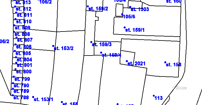 Parcela st. 159/4 v KÚ Hostinné, Katastrální mapa