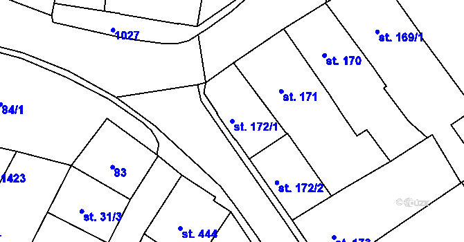 Parcela st. 172/1 v KÚ Hostinné, Katastrální mapa