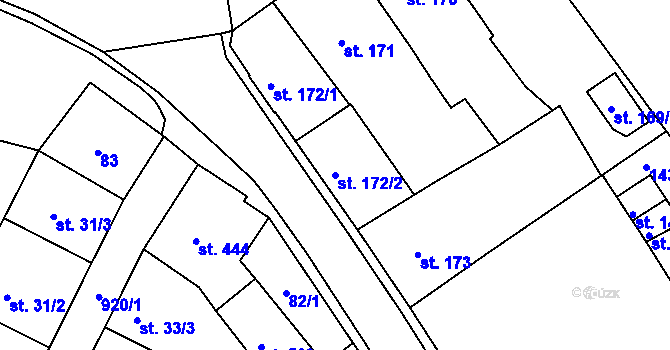 Parcela st. 172/2 v KÚ Hostinné, Katastrální mapa