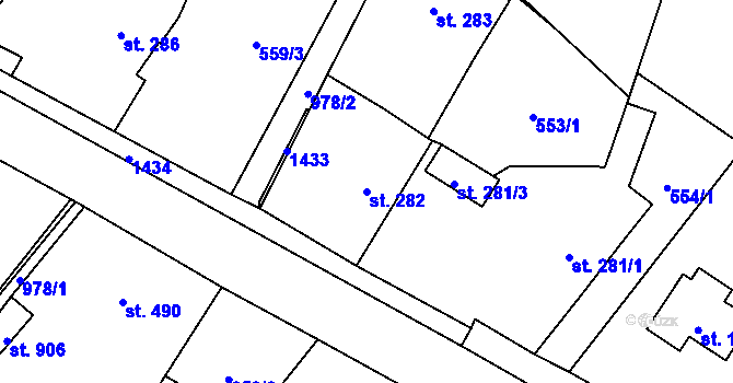 Parcela st. 282 v KÚ Hostinné, Katastrální mapa