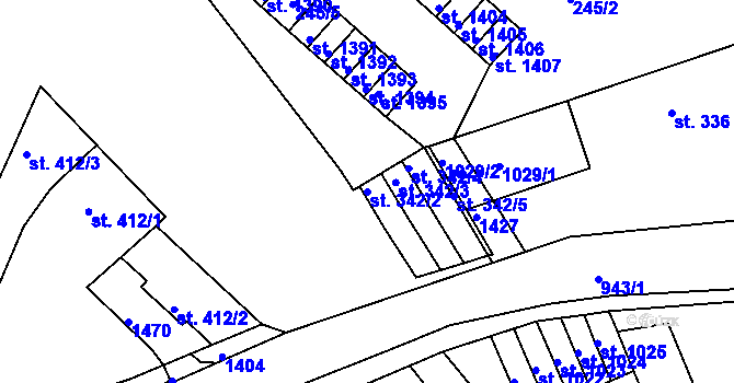 Parcela st. 342/2 v KÚ Hostinné, Katastrální mapa
