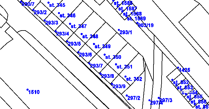 Parcela st. 350 v KÚ Hostinné, Katastrální mapa