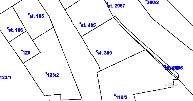 Parcela st. 369 v KÚ Hostinné, Katastrální mapa