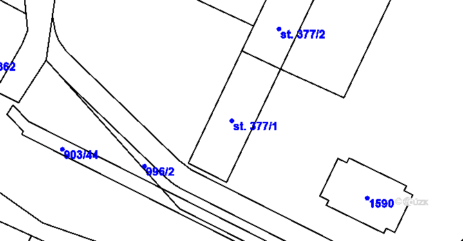 Parcela st. 377/1 v KÚ Hostinné, Katastrální mapa