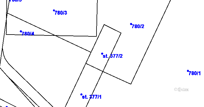 Parcela st. 377/2 v KÚ Hostinné, Katastrální mapa
