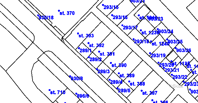 Parcela st. 391 v KÚ Hostinné, Katastrální mapa