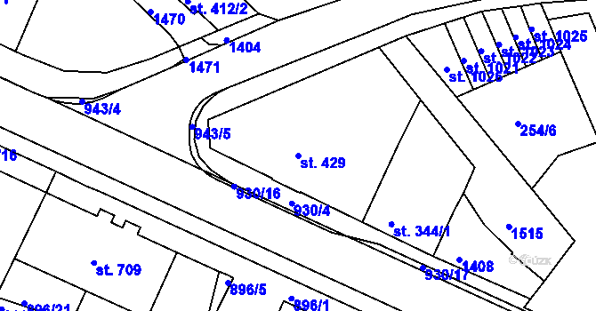Parcela st. 429 v KÚ Hostinné, Katastrální mapa