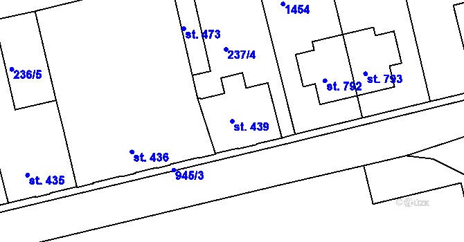 Parcela st. 439 v KÚ Hostinné, Katastrální mapa