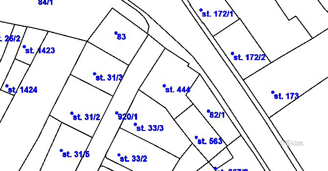Parcela st. 444 v KÚ Hostinné, Katastrální mapa