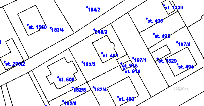 Parcela st. 491 v KÚ Hostinné, Katastrální mapa