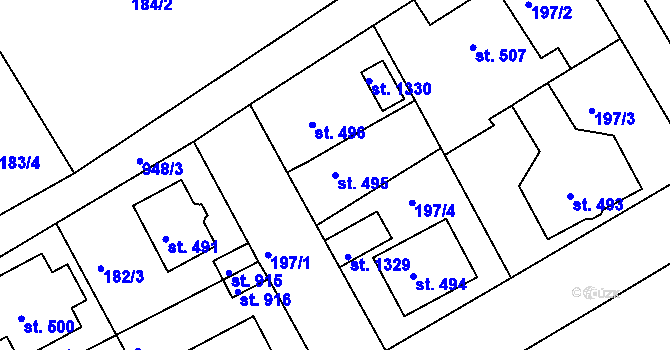 Parcela st. 495 v KÚ Hostinné, Katastrální mapa