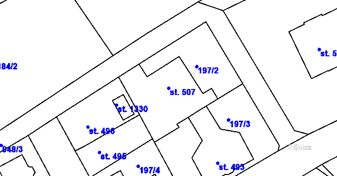 Parcela st. 507 v KÚ Hostinné, Katastrální mapa