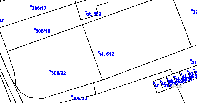 Parcela st. 512 v KÚ Hostinné, Katastrální mapa