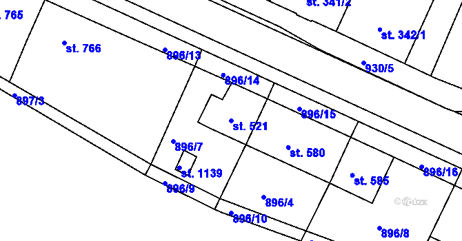 Parcela st. 521 v KÚ Hostinné, Katastrální mapa