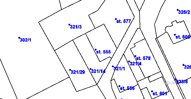 Parcela st. 555 v KÚ Hostinné, Katastrální mapa
