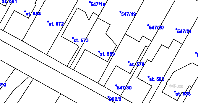 Parcela st. 559 v KÚ Hostinné, Katastrální mapa