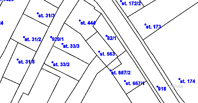 Parcela st. 563 v KÚ Hostinné, Katastrální mapa