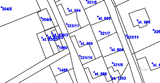 Parcela st. 565 v KÚ Hostinné, Katastrální mapa