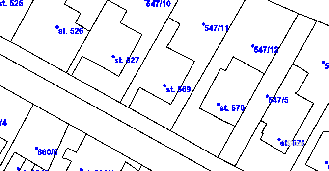 Parcela st. 569 v KÚ Hostinné, Katastrální mapa