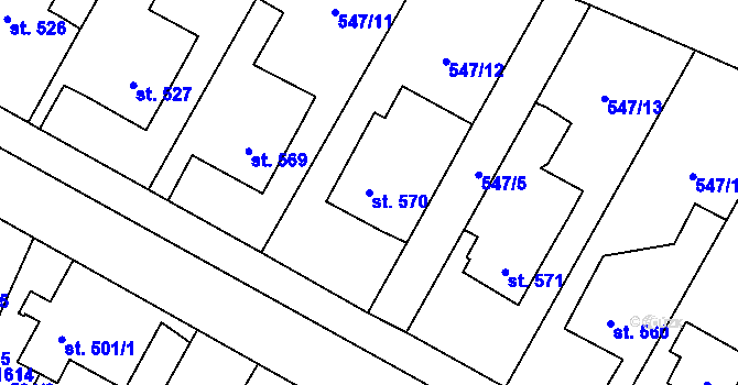 Parcela st. 570 v KÚ Hostinné, Katastrální mapa