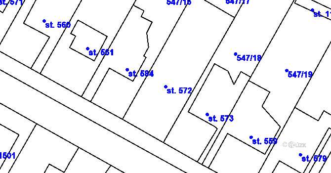 Parcela st. 572 v KÚ Hostinné, Katastrální mapa