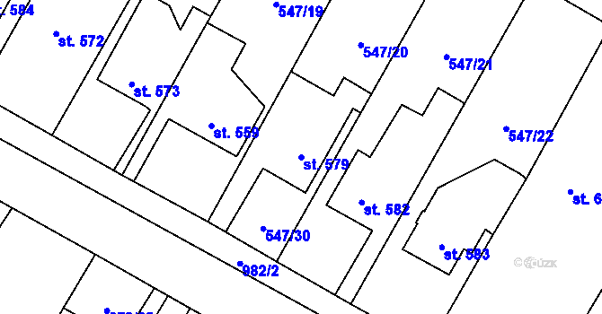 Parcela st. 579 v KÚ Hostinné, Katastrální mapa
