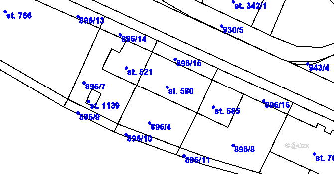 Parcela st. 580 v KÚ Hostinné, Katastrální mapa