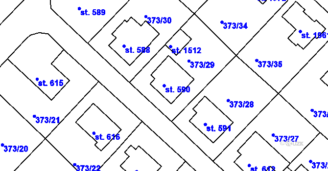 Parcela st. 590 v KÚ Hostinné, Katastrální mapa