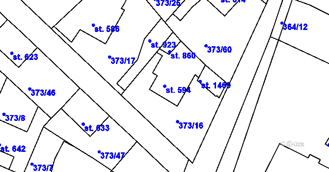 Parcela st. 594 v KÚ Hostinné, Katastrální mapa