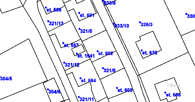 Parcela st. 602 v KÚ Hostinné, Katastrální mapa