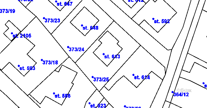 Parcela st. 613 v KÚ Hostinné, Katastrální mapa