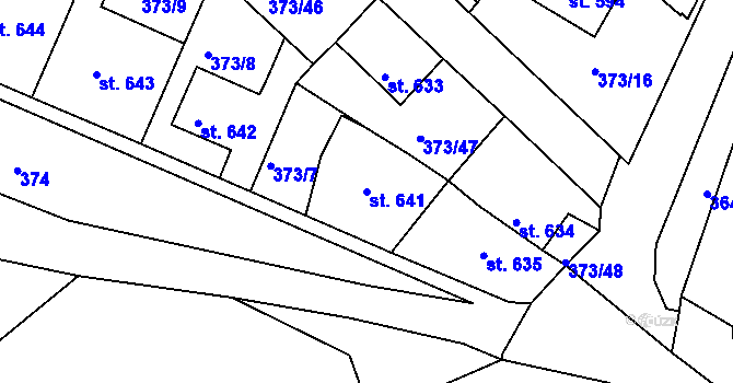 Parcela st. 641 v KÚ Hostinné, Katastrální mapa