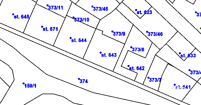 Parcela st. 643 v KÚ Hostinné, Katastrální mapa