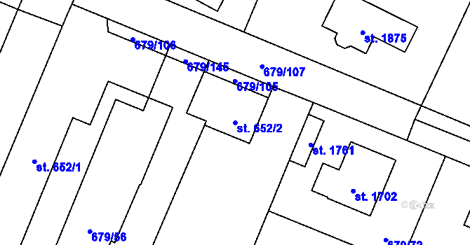 Parcela st. 652/2 v KÚ Hostinné, Katastrální mapa