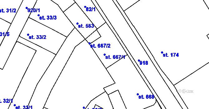 Parcela st. 667/1 v KÚ Hostinné, Katastrální mapa