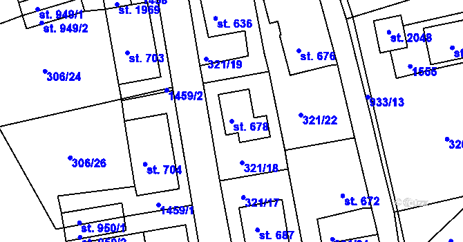 Parcela st. 678 v KÚ Hostinné, Katastrální mapa