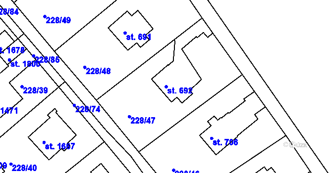 Parcela st. 692 v KÚ Hostinné, Katastrální mapa