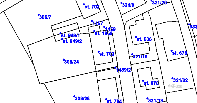 Parcela st. 703 v KÚ Hostinné, Katastrální mapa