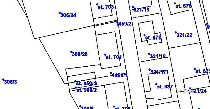 Parcela st. 704 v KÚ Hostinné, Katastrální mapa