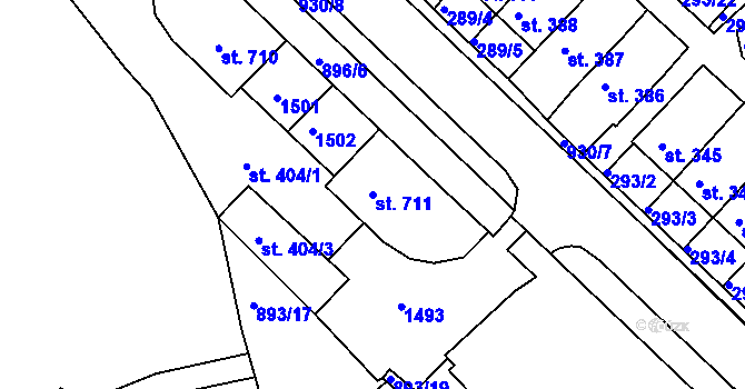 Parcela st. 711 v KÚ Hostinné, Katastrální mapa