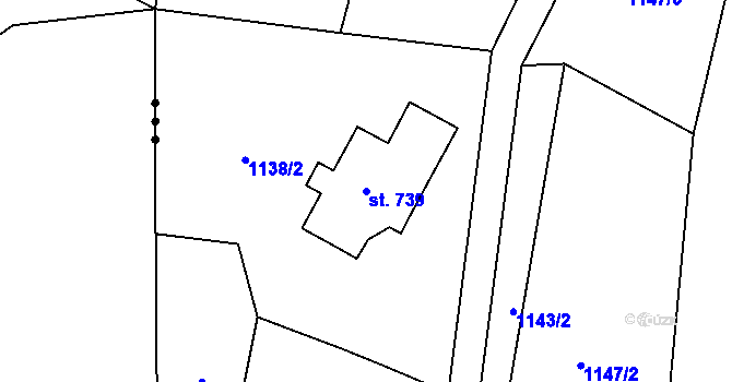 Parcela st. 739 v KÚ Hostinné, Katastrální mapa