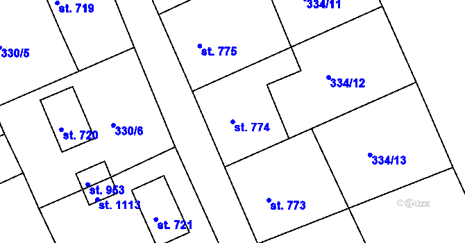Parcela st. 774 v KÚ Hostinné, Katastrální mapa