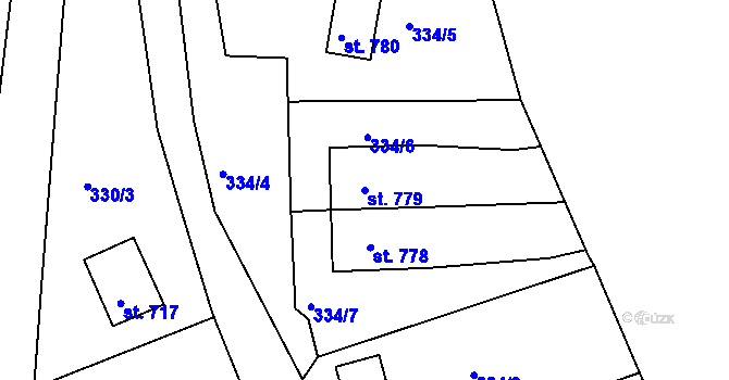 Parcela st. 779 v KÚ Hostinné, Katastrální mapa