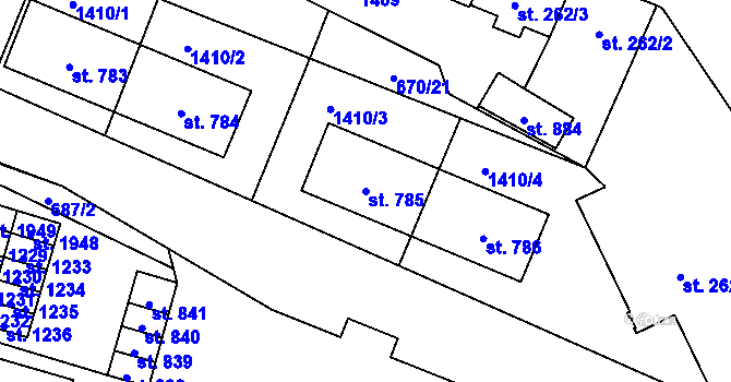Parcela st. 785 v KÚ Hostinné, Katastrální mapa