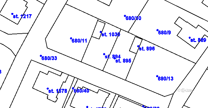Parcela st. 894 v KÚ Hostinné, Katastrální mapa